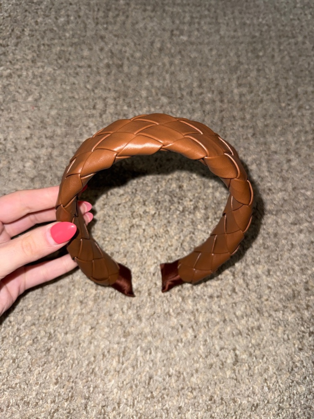 NEVER WORN Braided Leather Women’s Headband in Brown